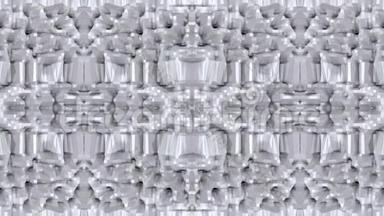 抽象挥动三维白色多边形网格或网格的脉动几何物体。 用作抽象的网络空间.. 几何